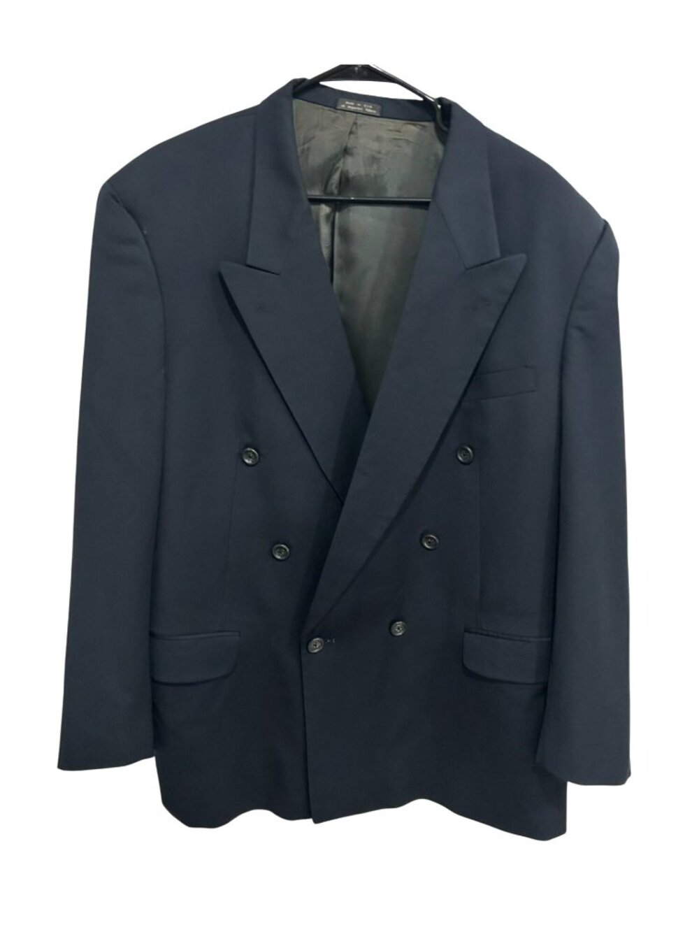 KRIZIA For Dillards 48R Navy Double Breasted Blazer Made In USA Old Money Preppy